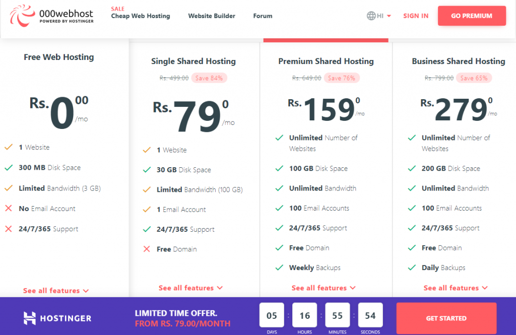 Better Web Hosting for a Beginner -Best & Cheap - Hostinger pricing
