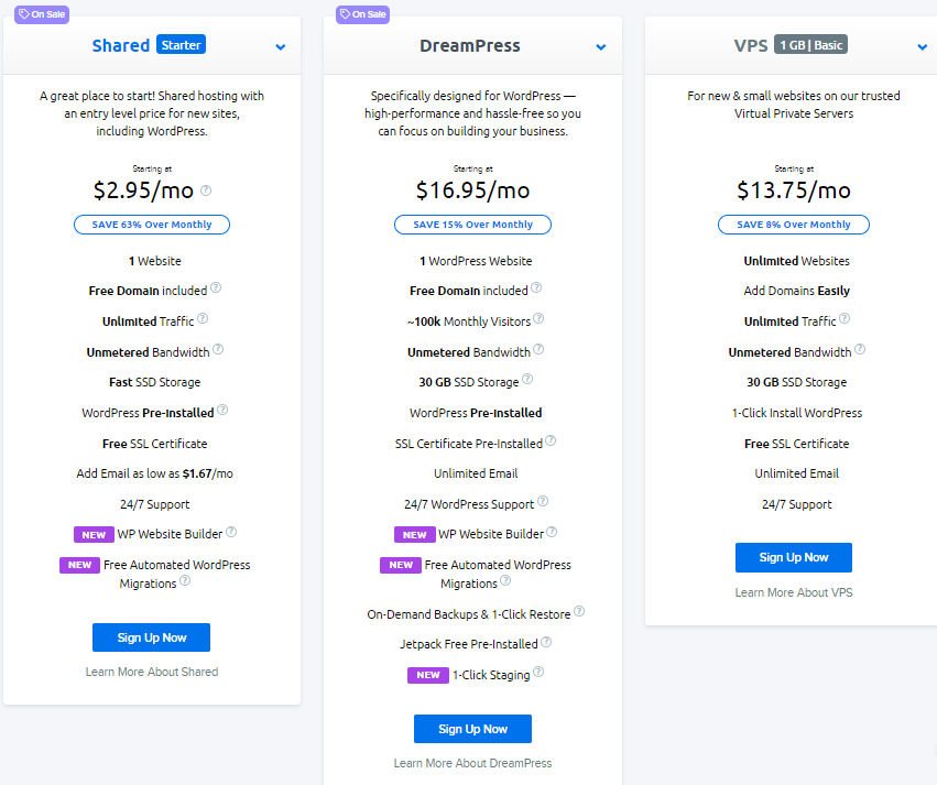 Better Web Hosting for a Beginner -Best & Cheap - DreamHost pricing