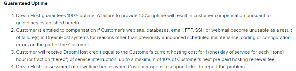 Better Web Hosting for a Beginner -Best & Cheap - DreamHost terms 100% Uptime guarantee