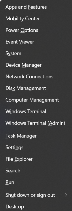 Windows Key + X Key method - Command Prompt