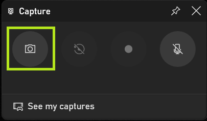 Game bar button for screenshot on windows