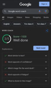 Google word coach: Final results