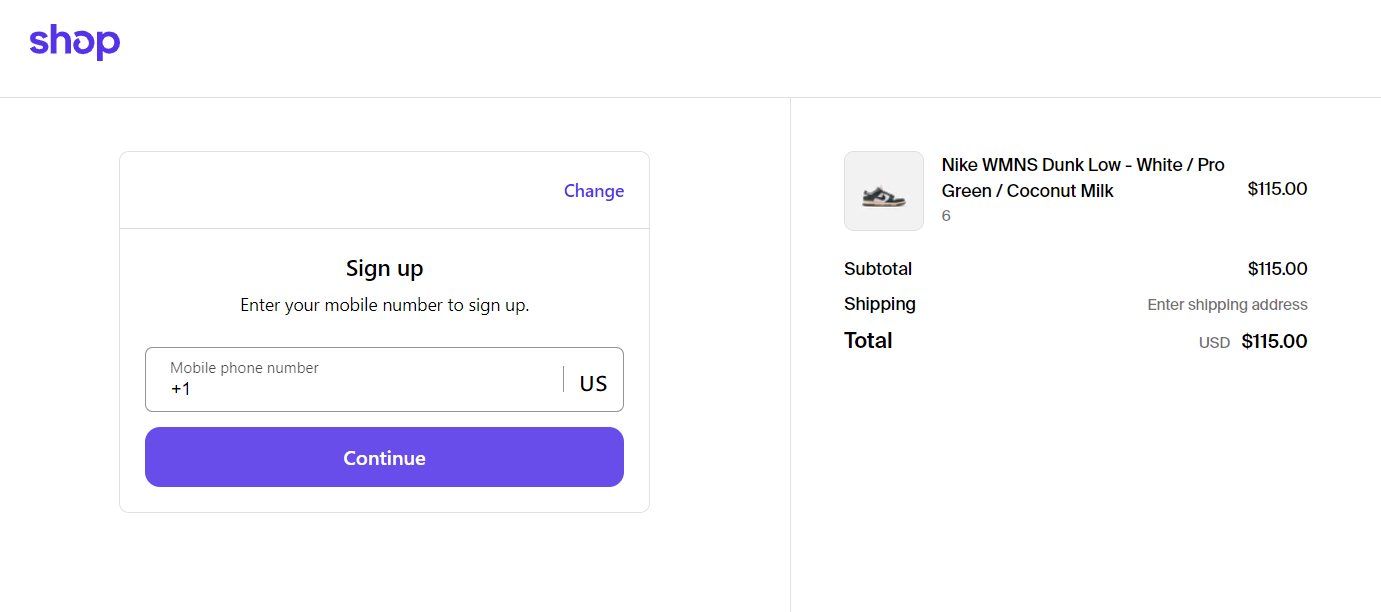 Shop pay asking mobile number for verification