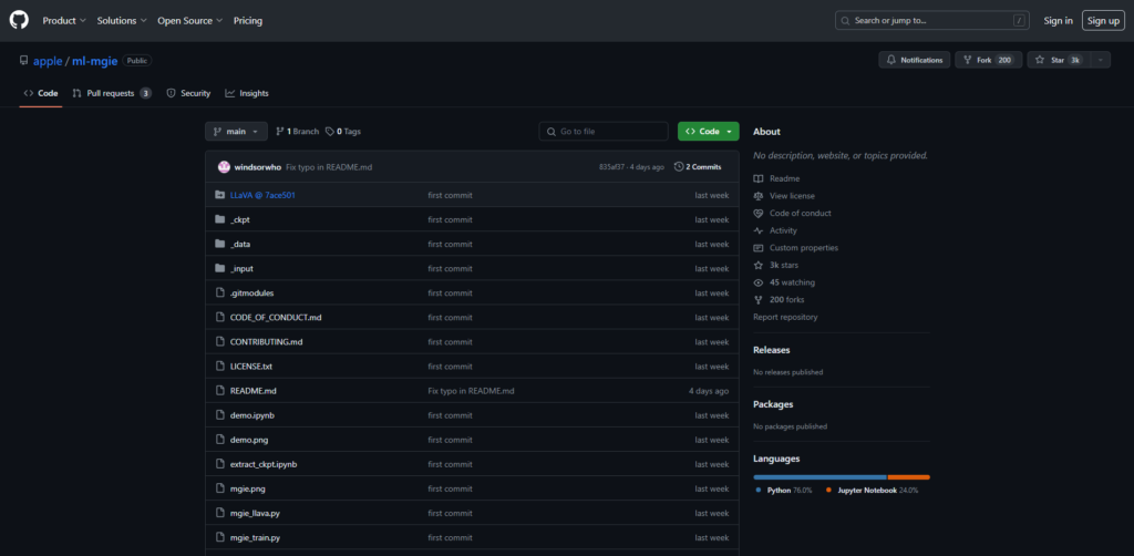 Apple ML MGIE public repo on github