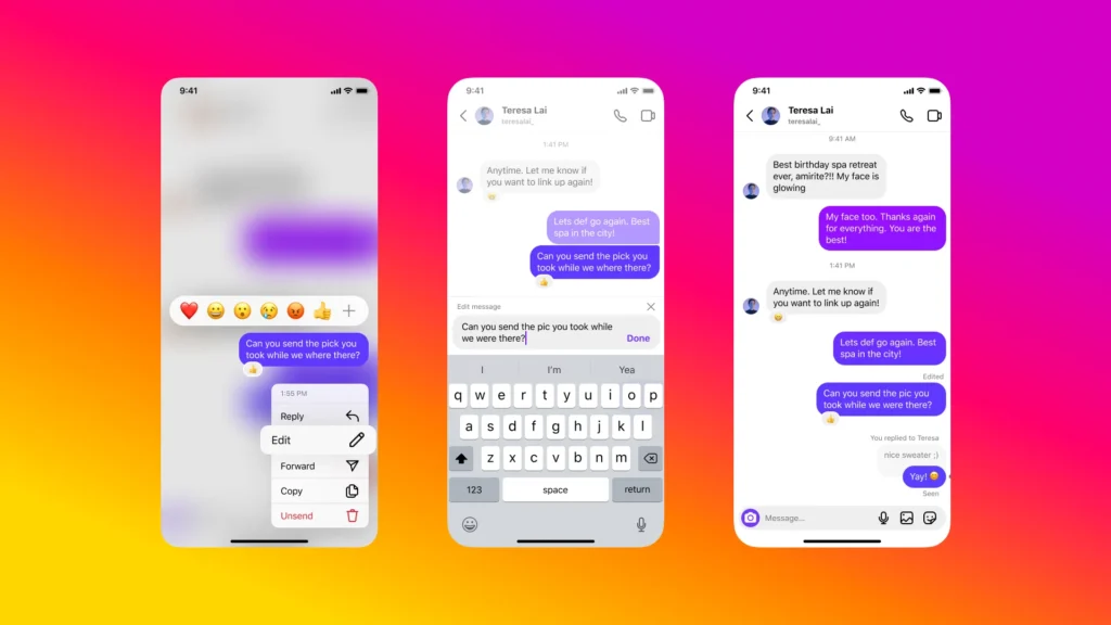 Edit messages easily on Insta