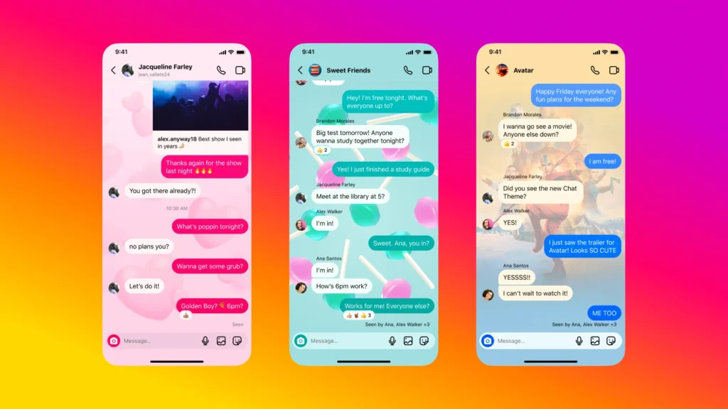 change the themes of insta inbox